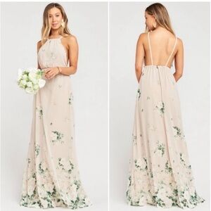 Show Me Your MuMu Floral Backless Dress - Cream and Green